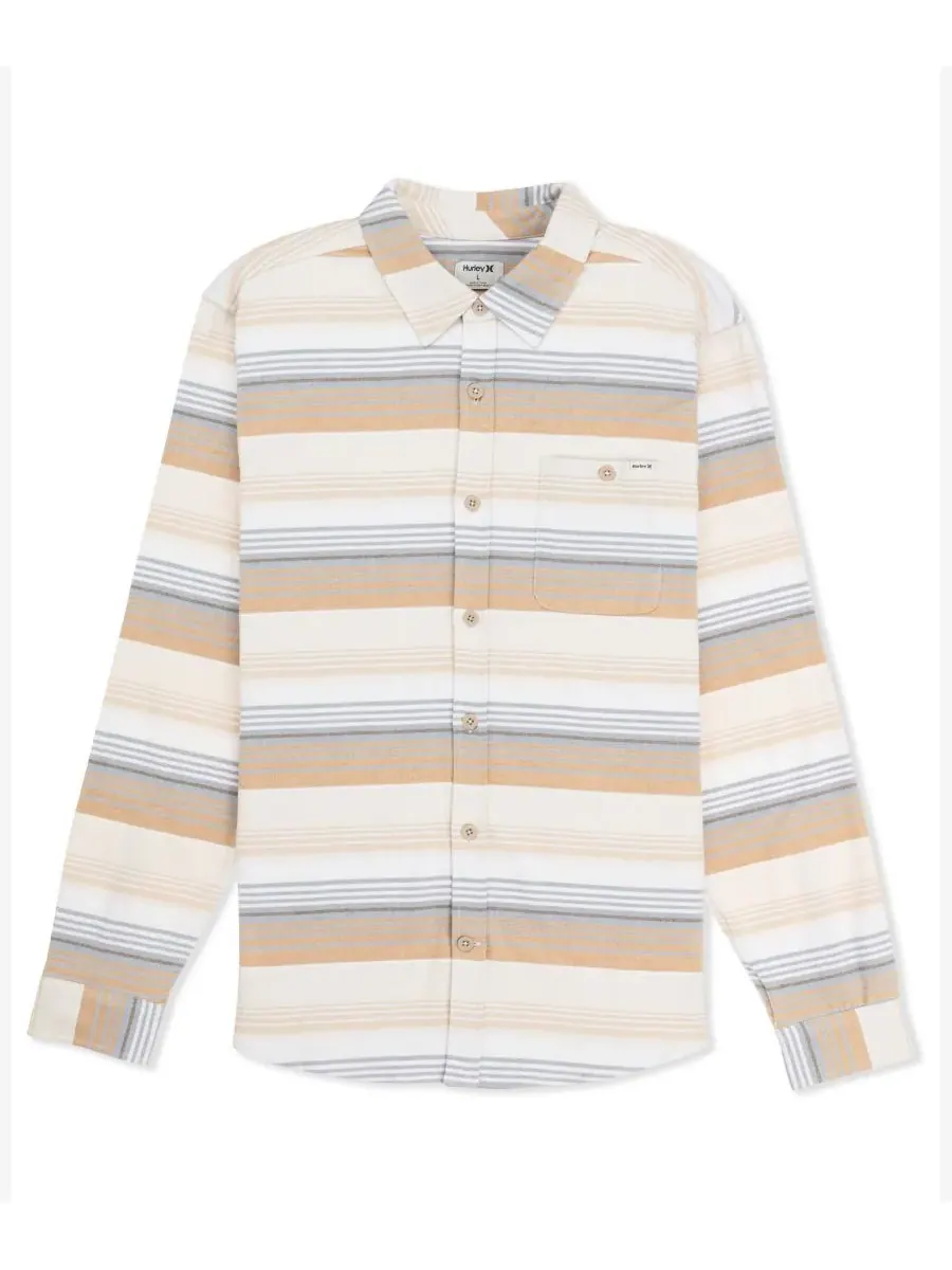 Мужская эластичная рубашка Portland Stripe Hurley — изображение 4 из 4, светлый бежевый/белый