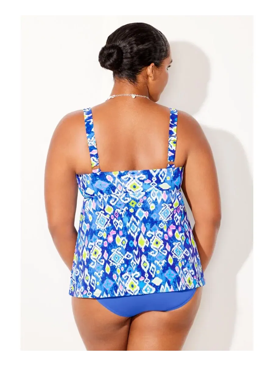 Танкини-топ с V-образным вырезом, свободного кроя Swimsuits for All, Pastel Geo — изображение 2 из 3