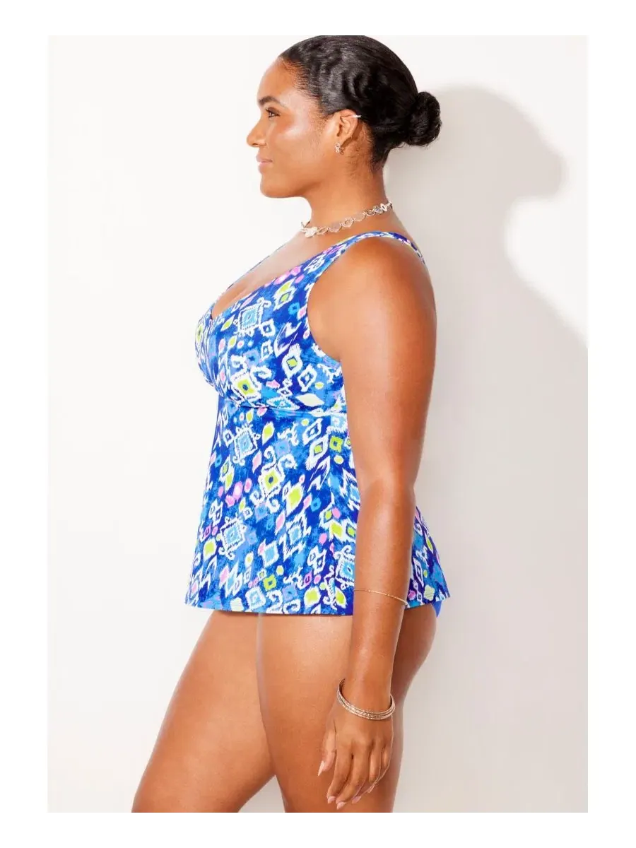 Танкини-топ с V-образным вырезом, свободного кроя Swimsuits for All, Pastel Geo — изображение 3 из 3