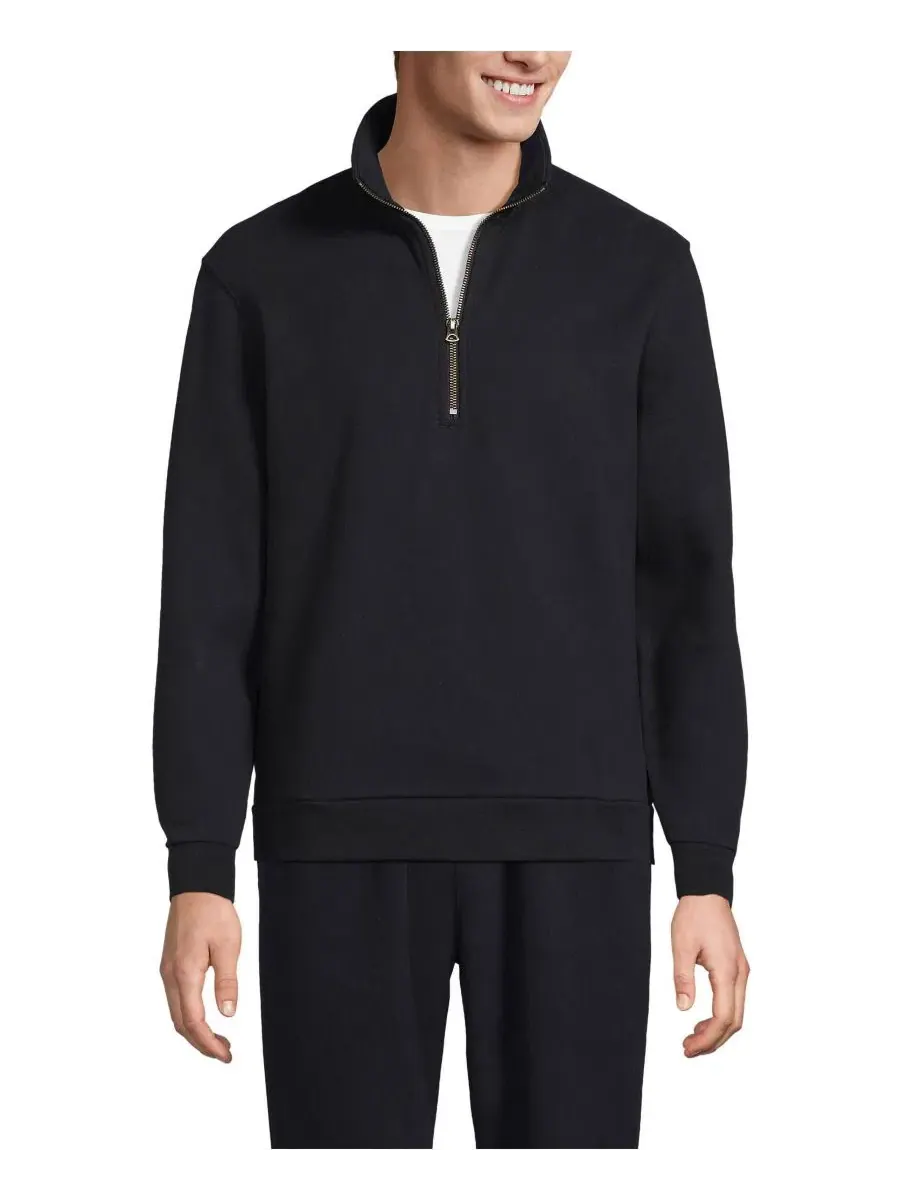 Свитшот с воротником-стойкой и молнией 3/4 Serious Sweats Lands' End — изображение 1 из 3, черный