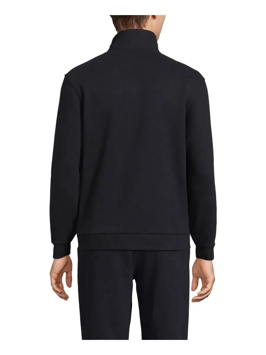 Свитшот с воротником-стойкой и молнией 3/4 Serious Sweats Lands' End — изображение 2 из 3, черный