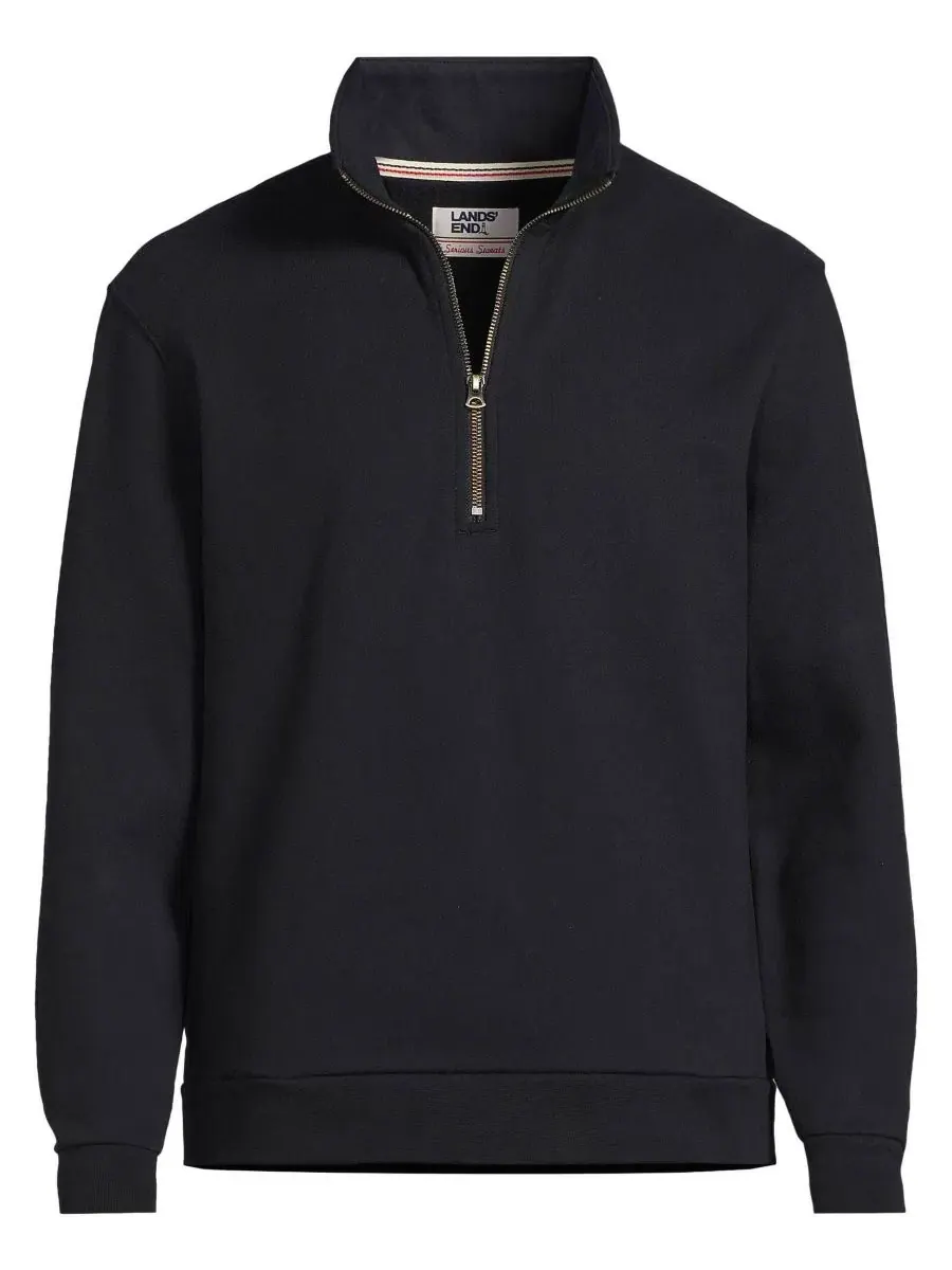 Свитшот с воротником-стойкой и молнией 3/4 Serious Sweats Lands' End — изображение 3 из 3, черный