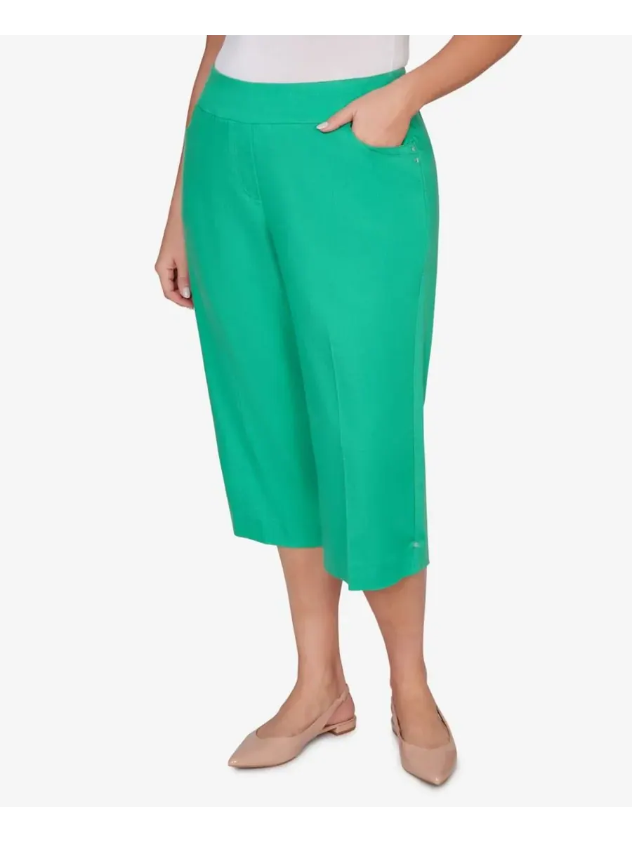 Брюки-капри Plus Size Resort Living с гладкой талией, легко надеваются Alfred Dunner — изображение 2 из 5, зеленый
