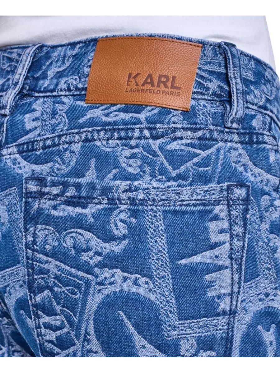 Женские джинсовые брюки с принтом, средняя посадка KARL LAGERFELD PARIS — изображение 7 из 7, индиго