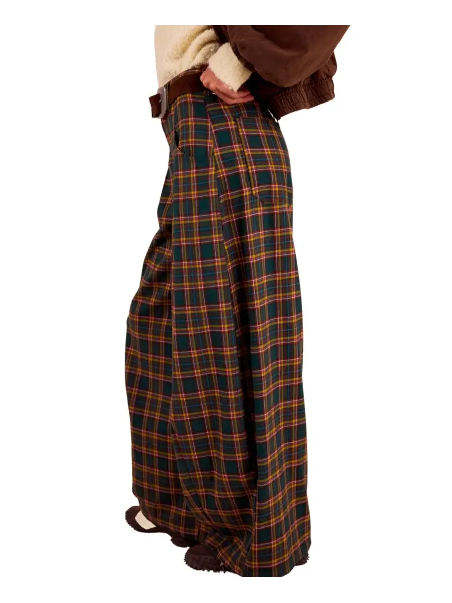 Брюки свободного кроя с принтом About It Baggy Wide-Leg Free People — изображение 3 из 5, зеленый