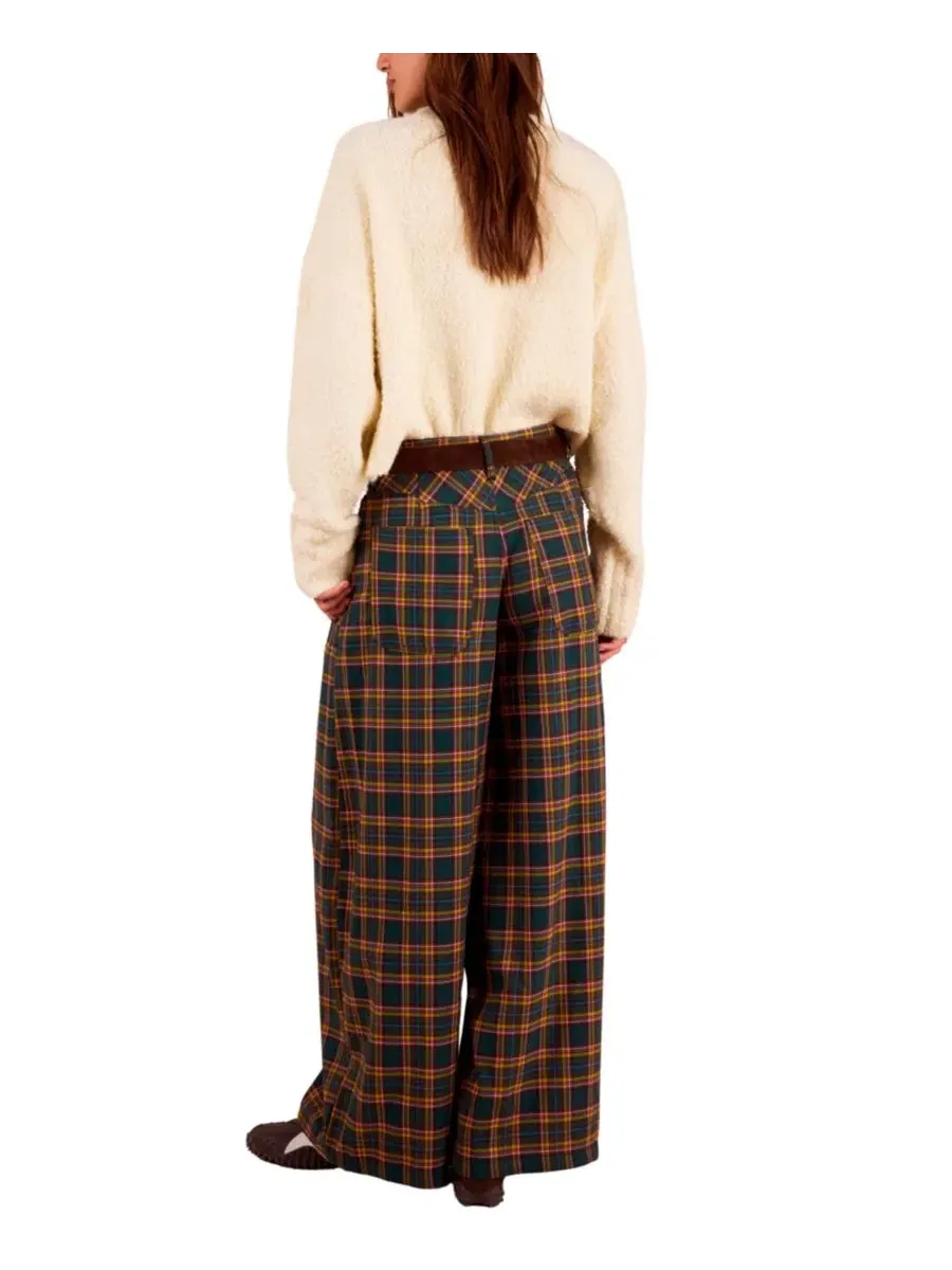 Брюки свободного кроя с принтом About It Baggy Wide-Leg Free People — изображение 5 из 5, зеленый