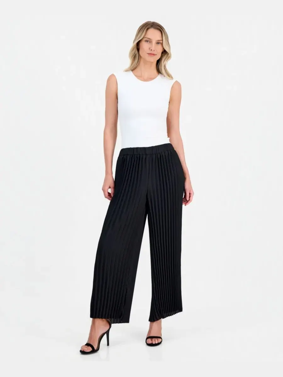 Брюки женские с защипами, свободного кроя Anne Klein — изображение 2 из 4, черный