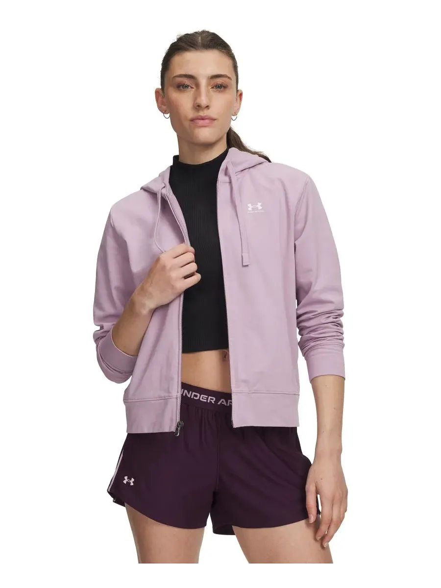 Женский худи с капюшоном и молнией, флисовый, с принтом Under Armour — изображение 1 из 7, розовый