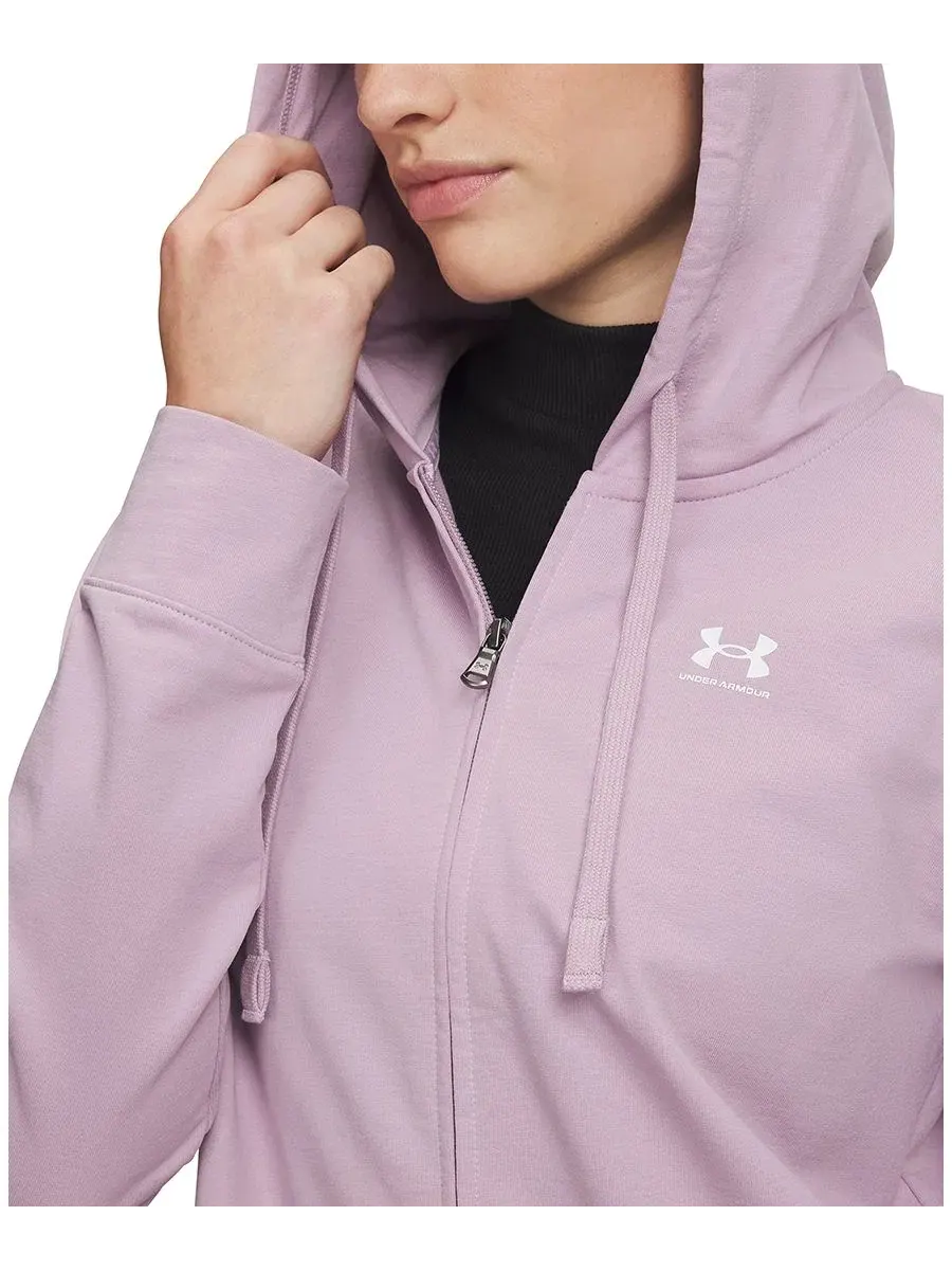 Женский худи с капюшоном и молнией, флисовый, с принтом Under Armour — изображение 2 из 7, розовый