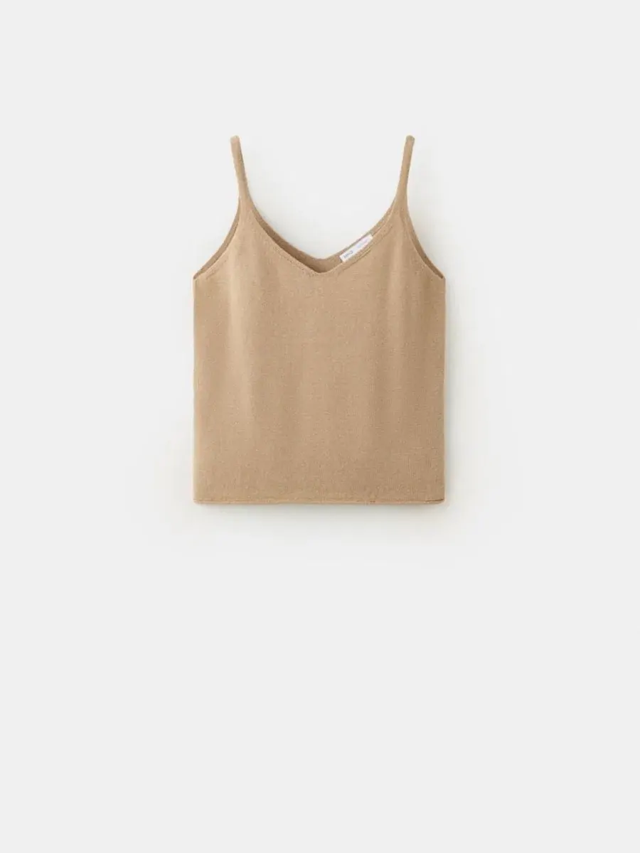 Топ с бретелями из хлопкового трикотажа MANGO