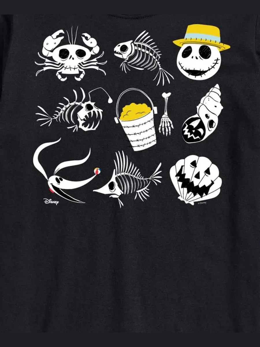 Футболка с принтом The Nightmare Before Christmas Beach Crew Grid AIRWAVES — изображение 3 из 3, черный