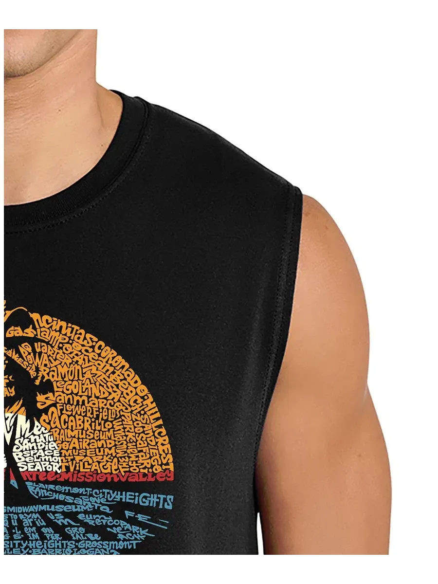 Футболка-безрукавка с принтом San Diego California Sunset Palm Tree Graphic LA Pop Art — изображение 2 из 4, черный