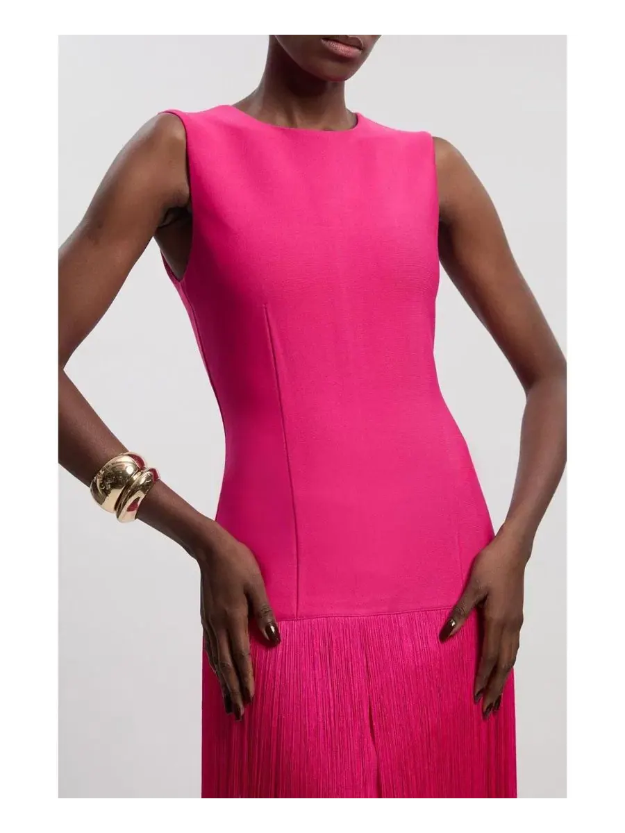 Платье-бандаж с бахромой по низу, без рукавов Karen Millen — изображение 7 из 7, розовый