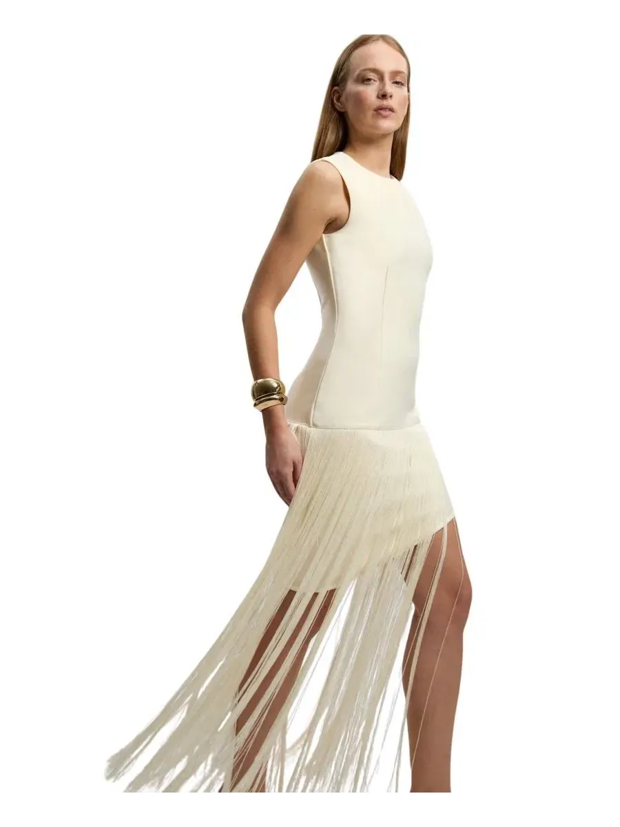 Платье-бандаж с бахромой Karen Millen — изображение 1 из 4, белый