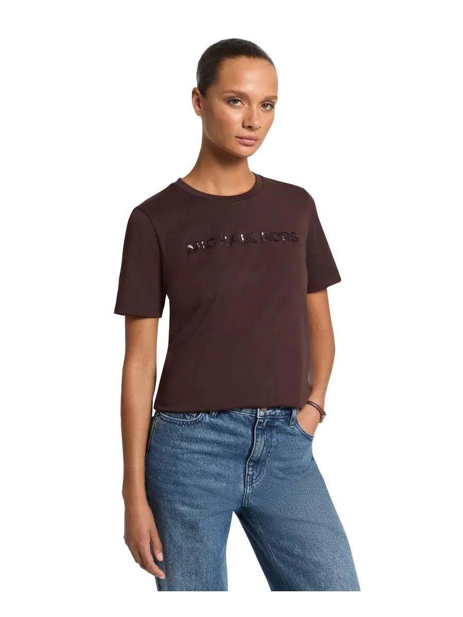 Футболка женская классическая с коротким рукавом Michael Kors — изображение 1 из 4, шоколад