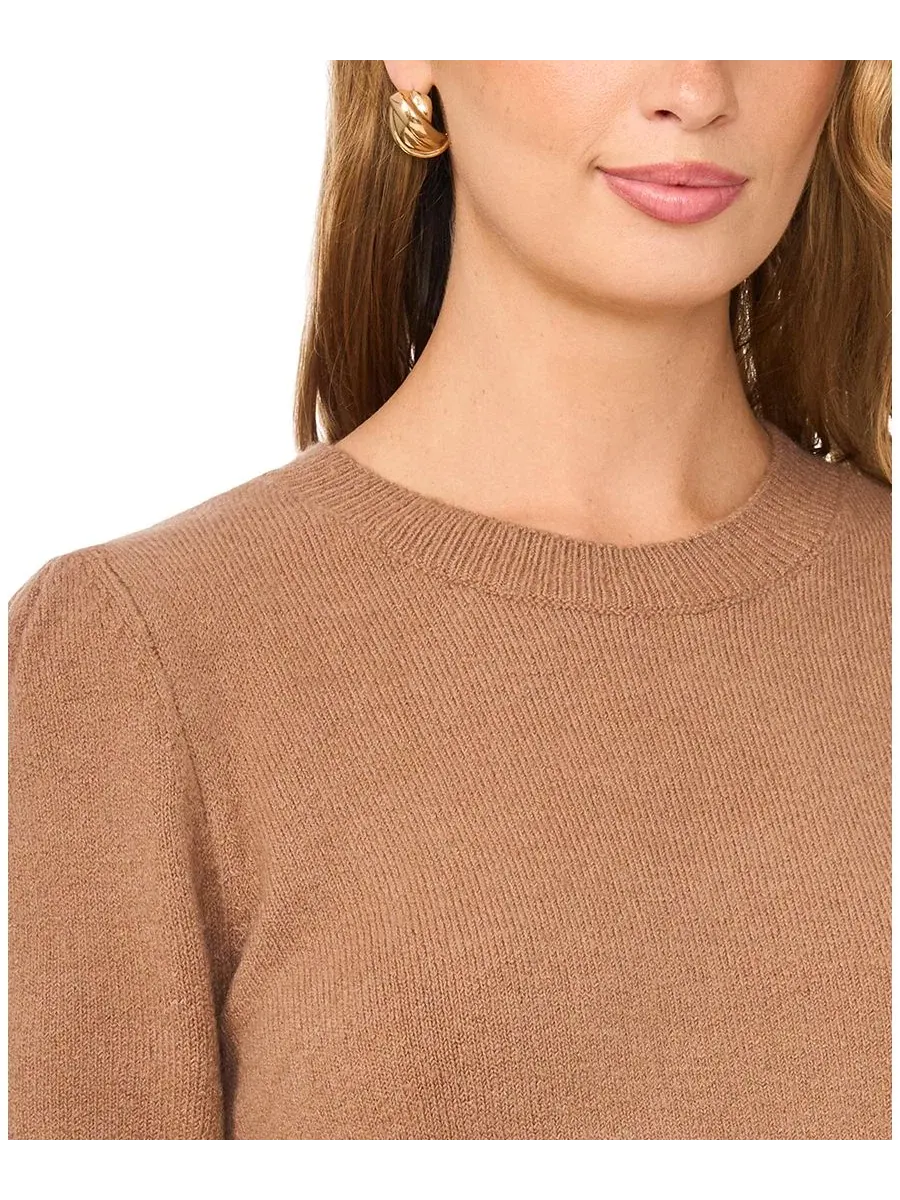 Свитер с коротким рукавом и круглым вырезом Vince Camuto — изображение 3 из 6, какао