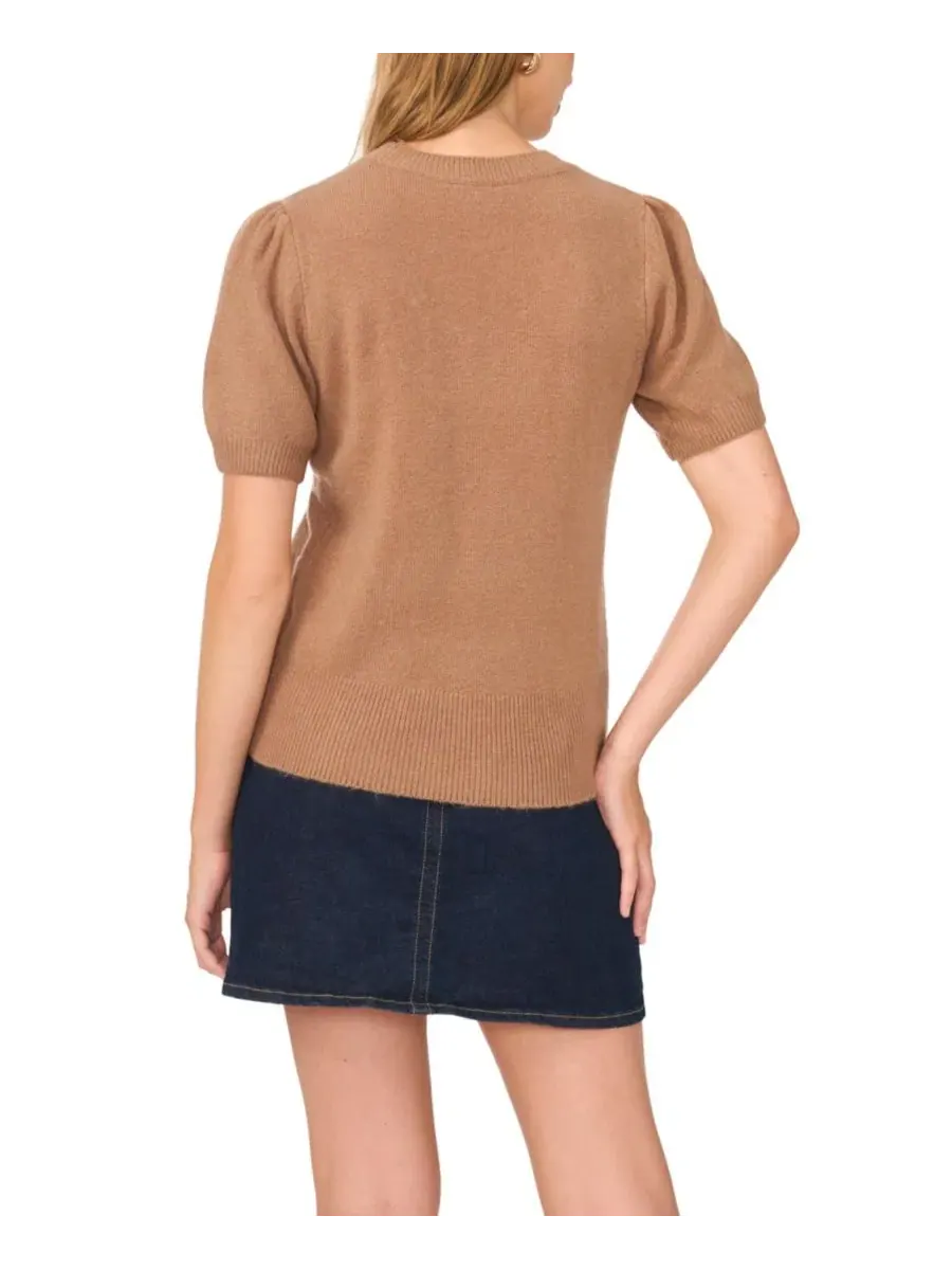 Свитер с коротким рукавом и круглым вырезом Vince Camuto — изображение 4 из 6, какао