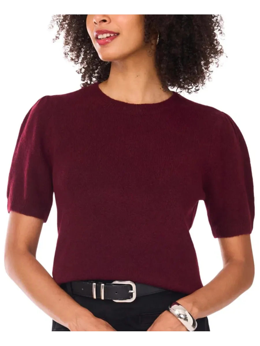 Свитер с коротким рукавом и круглым вырезом Vince Camuto — изображение 3 из 5, красный