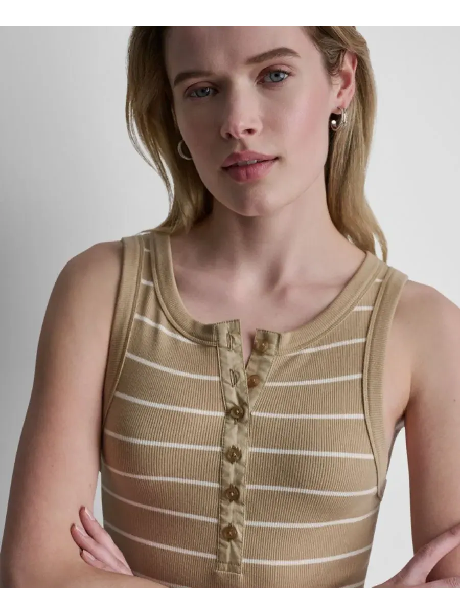 Платье-макси без рукавов с частичной застежкой на пуговицы DKNY Jeans, Travertine Eggnog — изображение 3 из 6