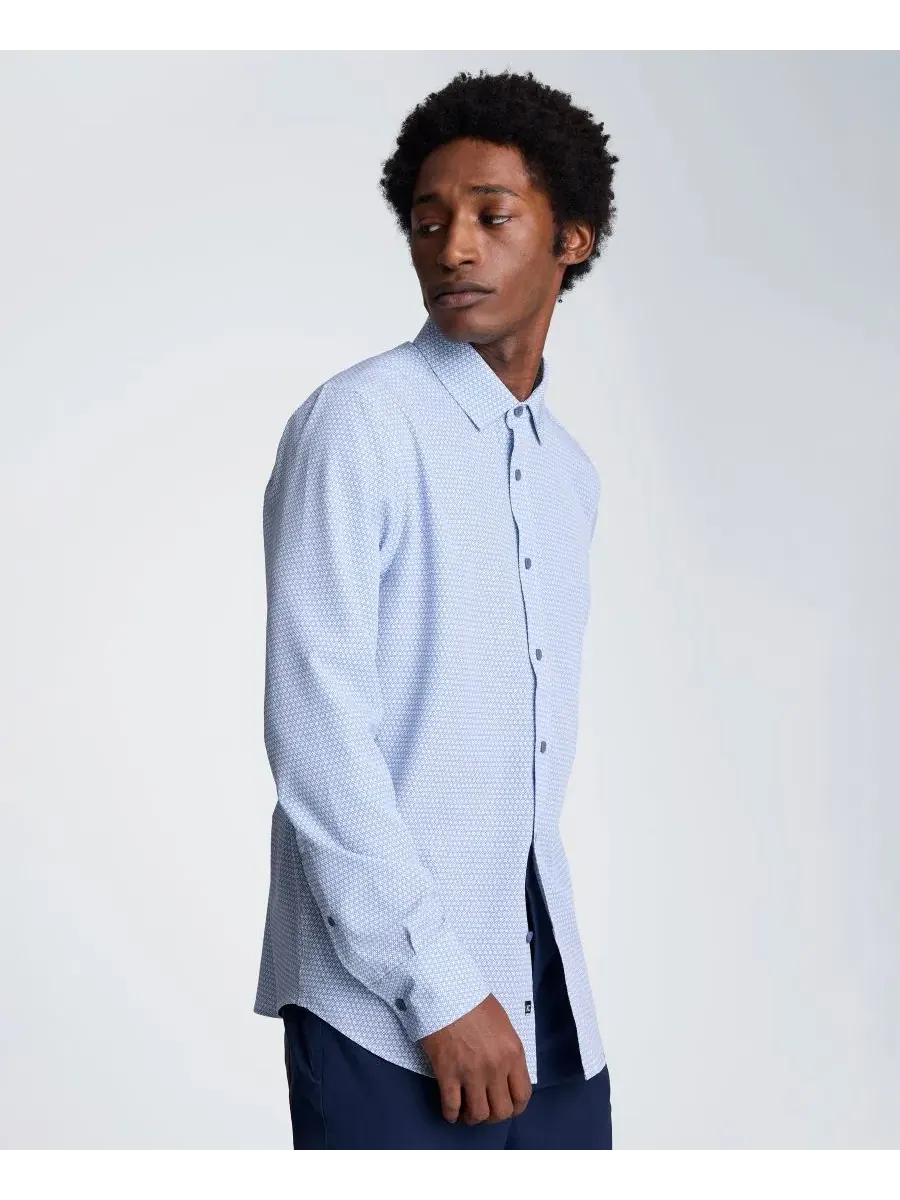 Мужская приталенная рубашка с острым воротником и пуговицами Kenneth Cole — изображение 3 из 6, светлый синий