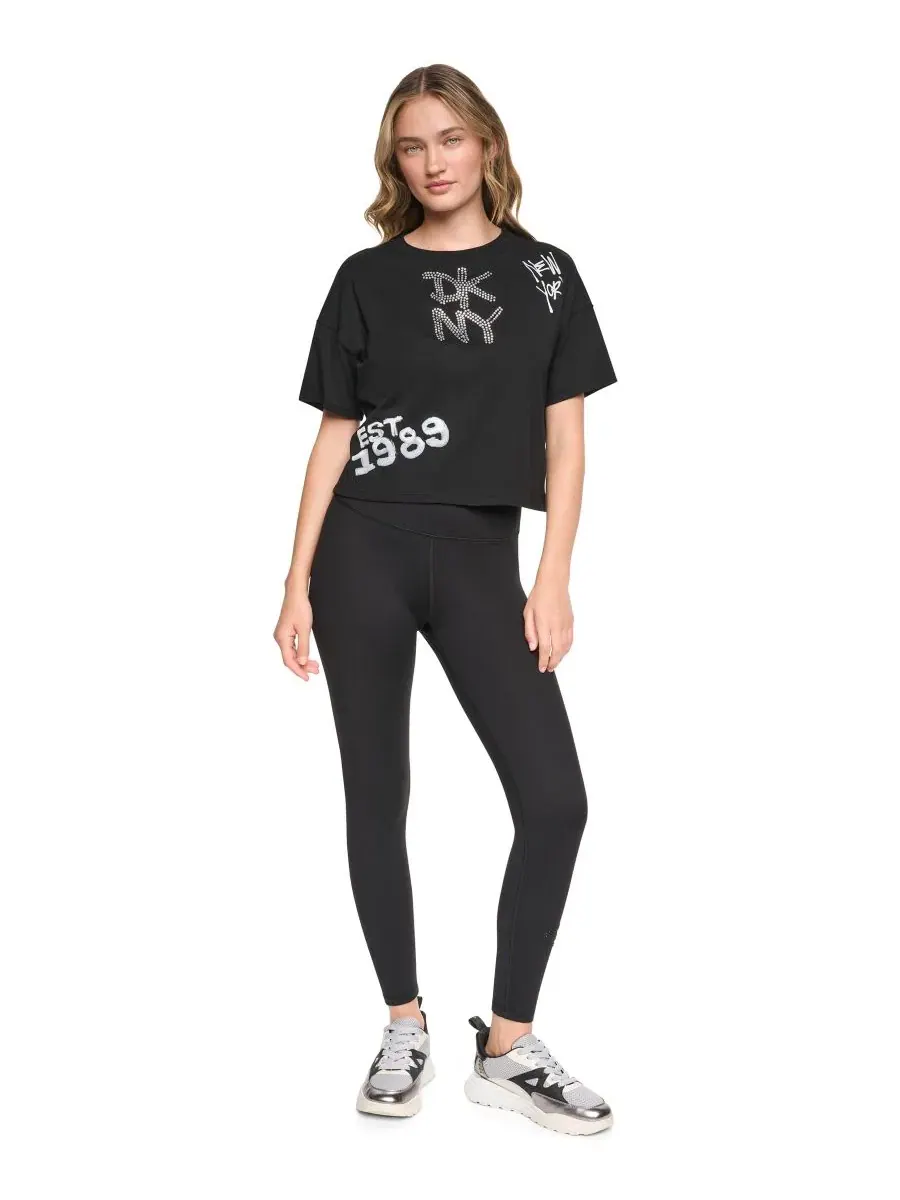 Футболка-кроп с графическим принтом, Graffiti Logo DKNY Sport — изображение 6 из 6, черный