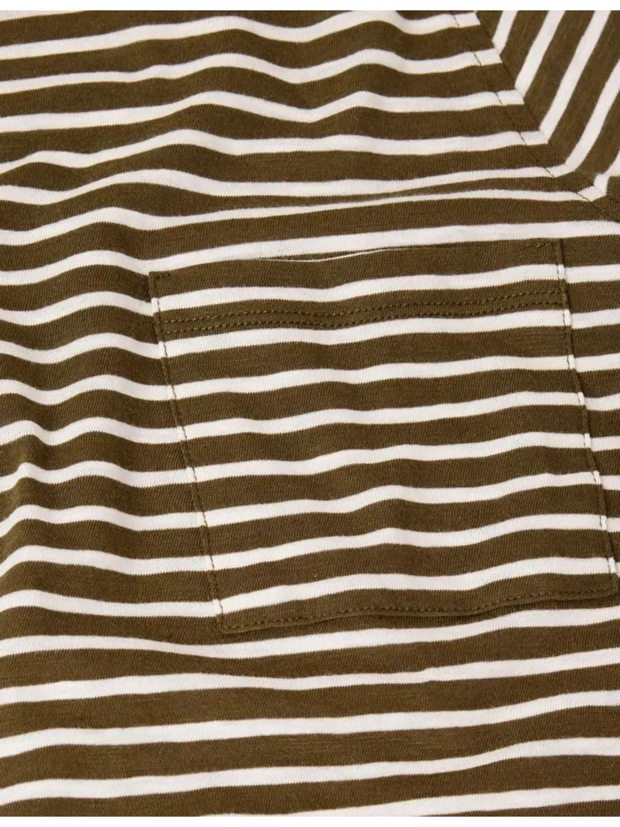 Футболка с принтом Stripe Crew Neck Pocket Top Whistles — изображение 5 из 8, хаки/мульти