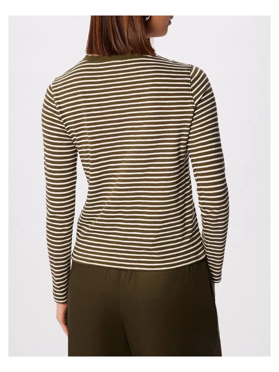 Футболка с принтом Stripe Crew Neck Pocket Top Whistles — изображение 8 из 8, хаки/мульти