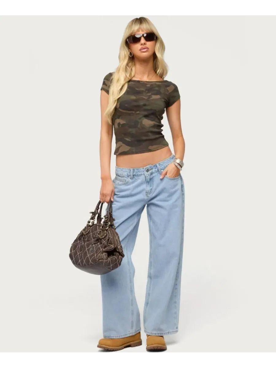 Топ с лодочным вырезом Lumielle Camo Edikted — изображение 5 из 5, оливковый