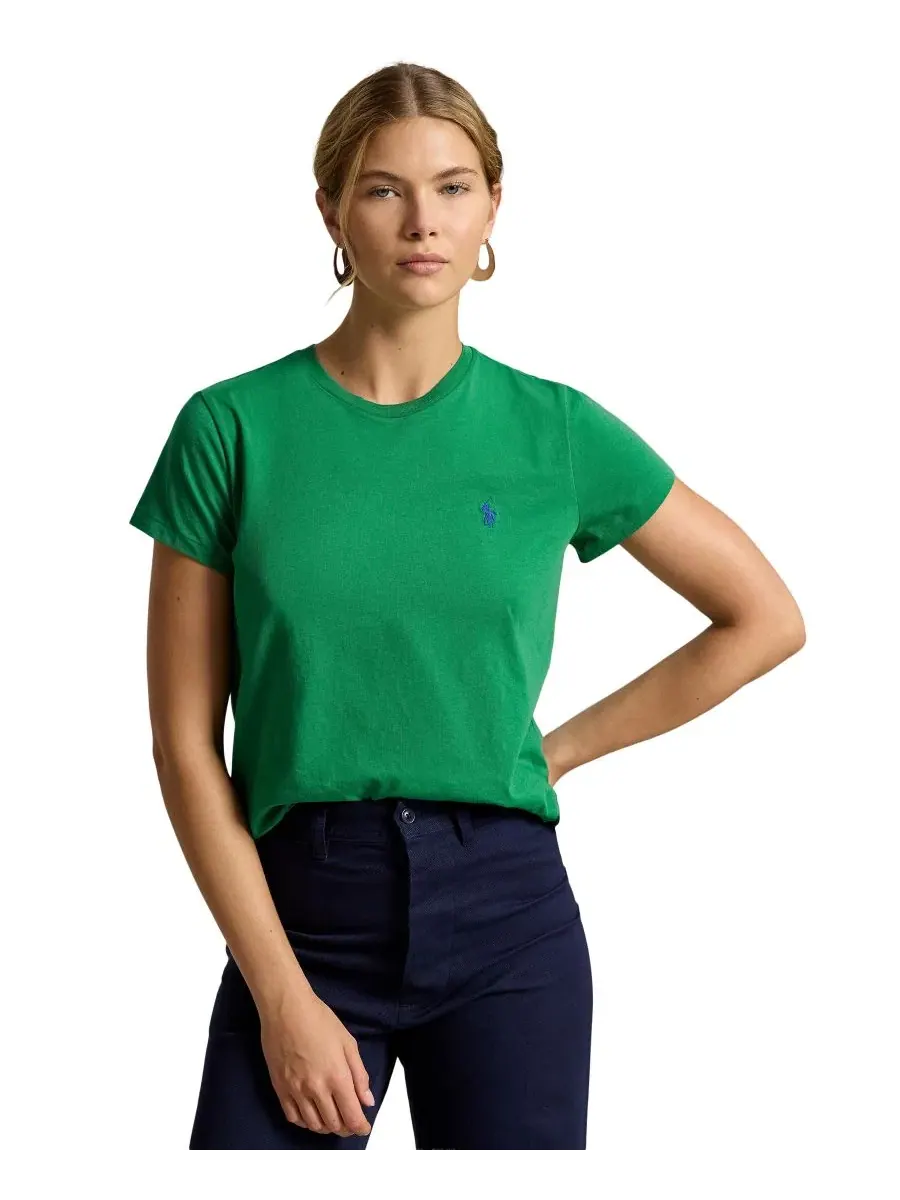 Футболка с круглым вырезом и коротким рукавом, модель Crewneck Polo Ralph Lauren — изображение 1 из 5, зеленый