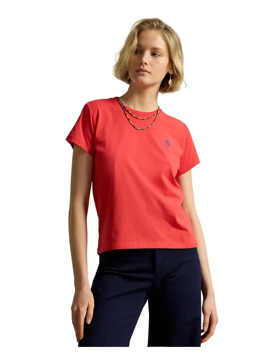 Футболка с круглым вырезом и коротким рукавом, хлопковая Polo Ralph Lauren, Bright Hibiscus