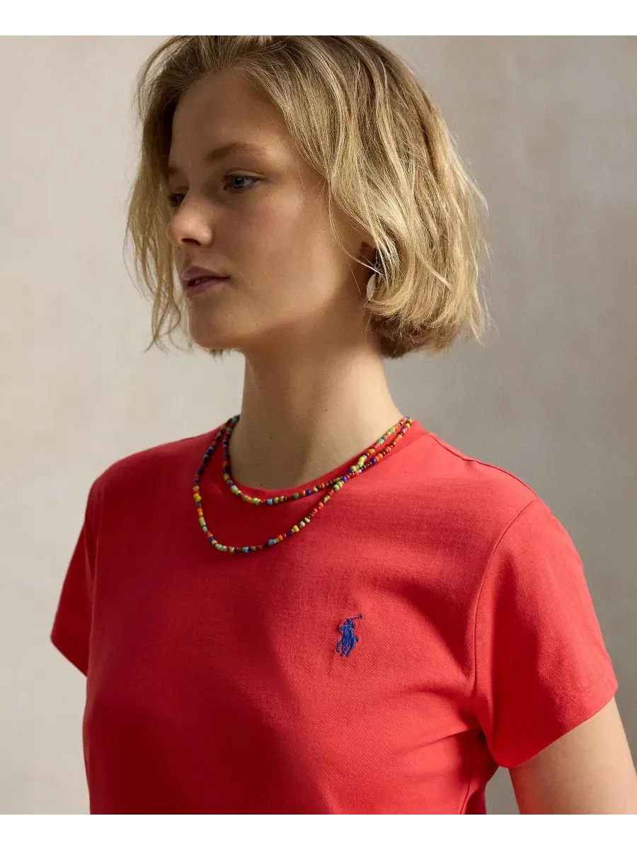 Футболка с круглым вырезом и коротким рукавом, хлопковая Polo Ralph Lauren, Bright Hibiscus — изображение 3 из 5