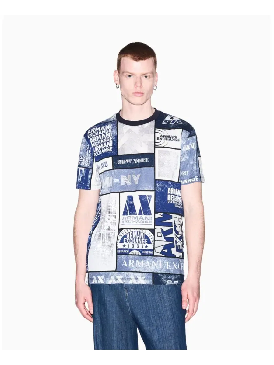 Футболка с принтом Collage Logo A|X Armani Exchange — изображение 1 из 8, белый