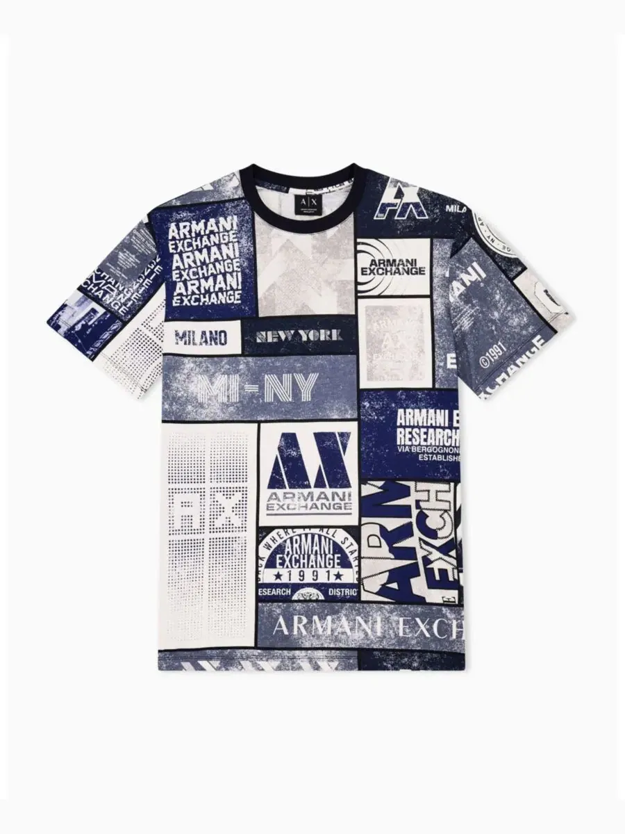 Футболка с принтом Collage Logo A|X Armani Exchange — изображение 3 из 8, белый