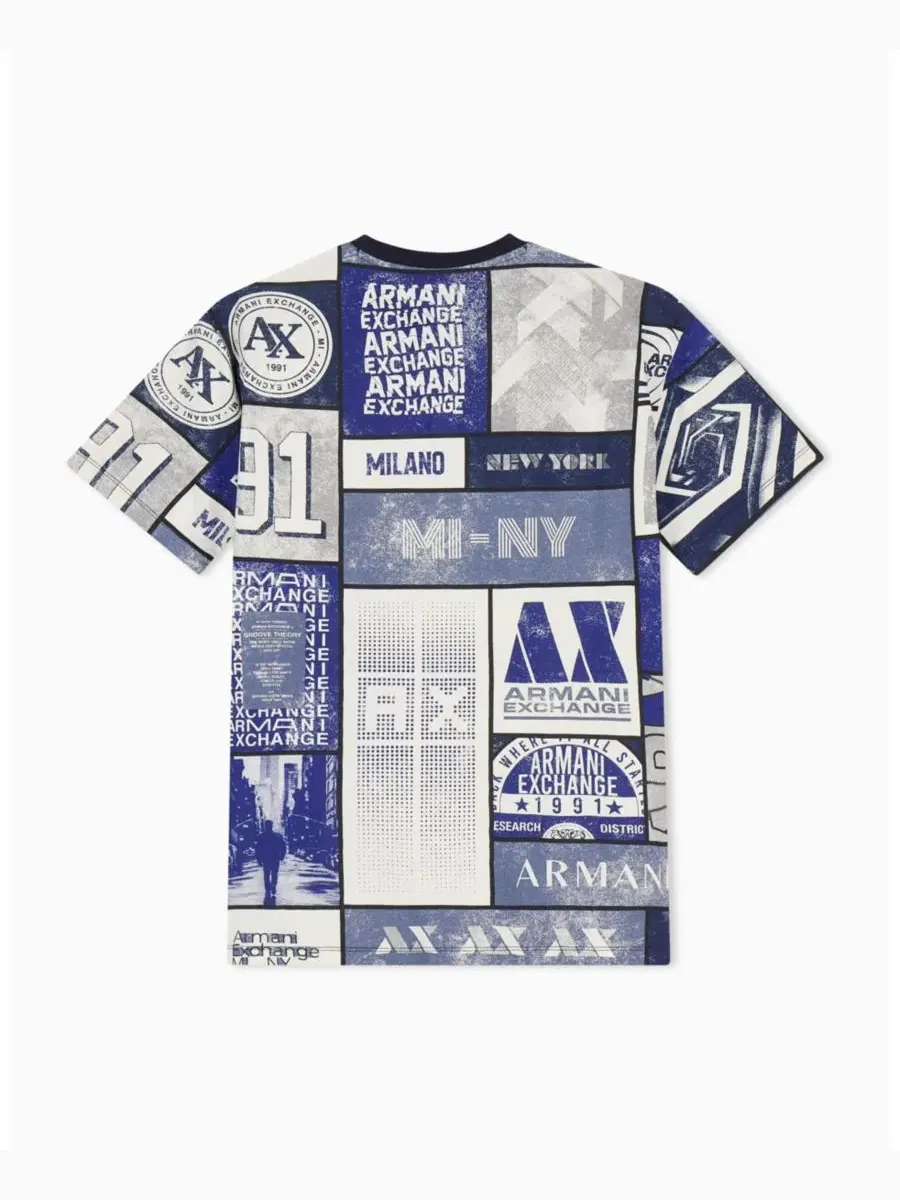 Футболка с принтом Collage Logo A|X Armani Exchange — изображение 4 из 8, белый