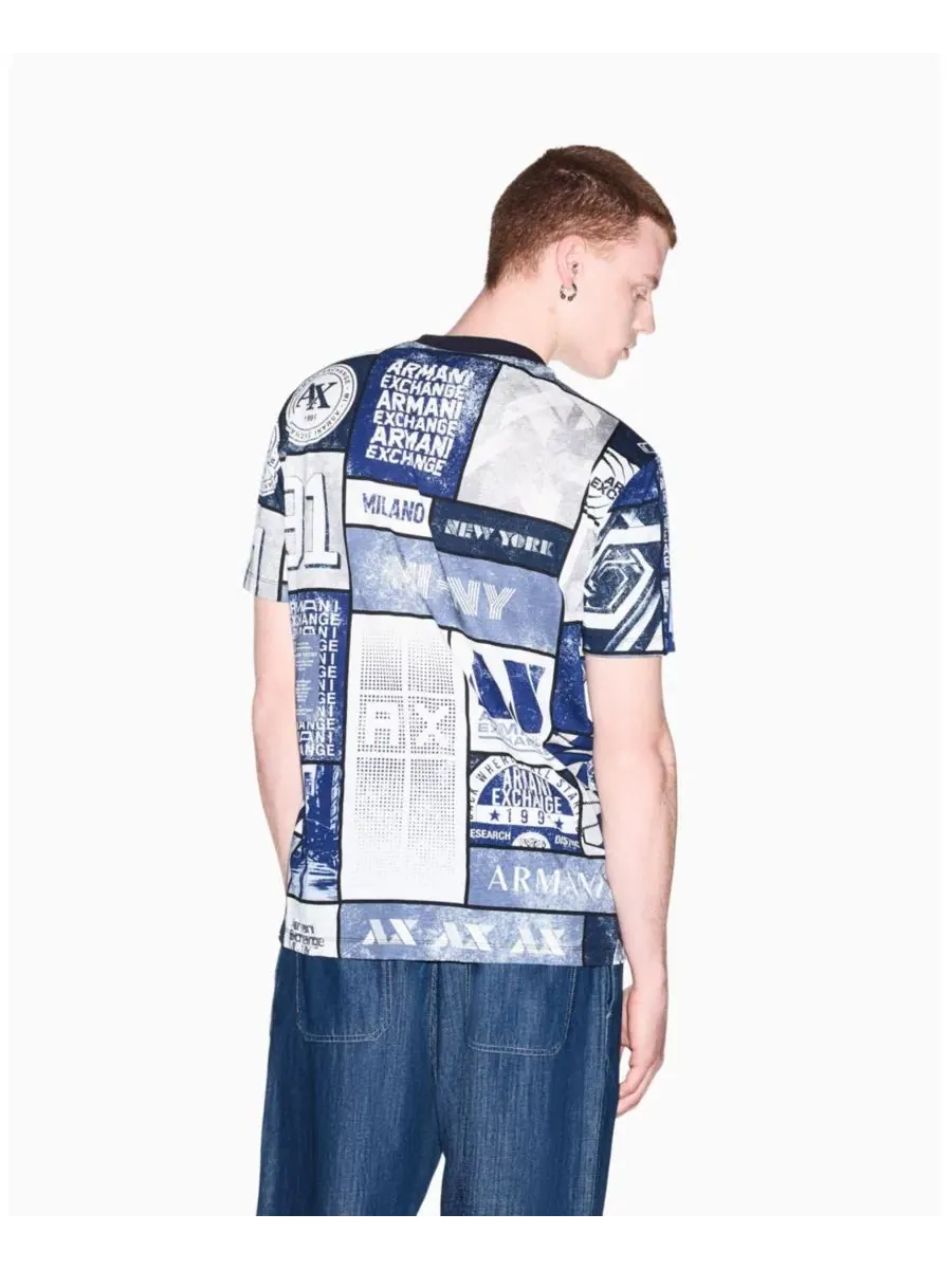 Футболка с принтом Collage Logo A|X Armani Exchange — изображение 5 из 8, белый