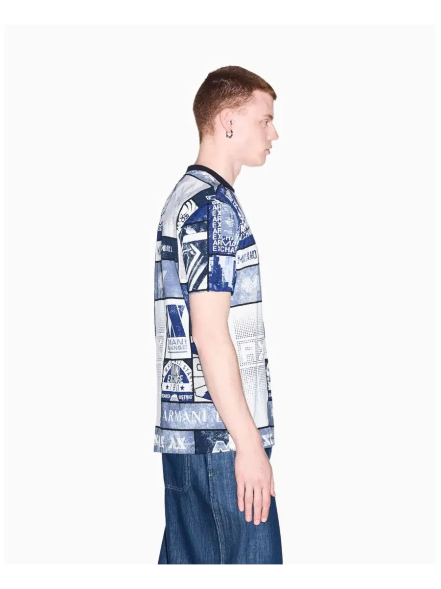 Футболка с принтом Collage Logo A|X Armani Exchange — изображение 6 из 8, белый