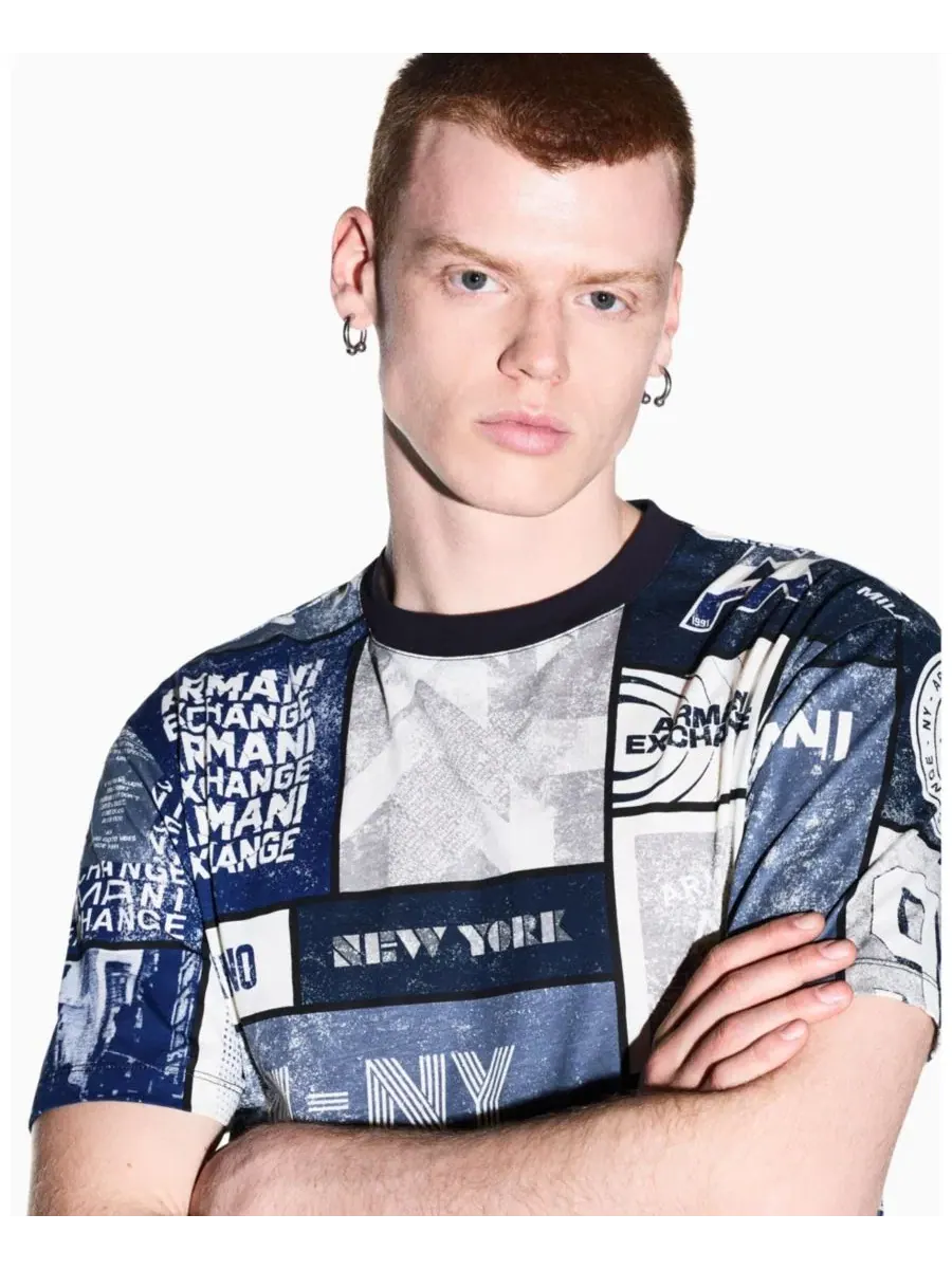 Футболка с принтом Collage Logo A|X Armani Exchange — изображение 7 из 8, белый