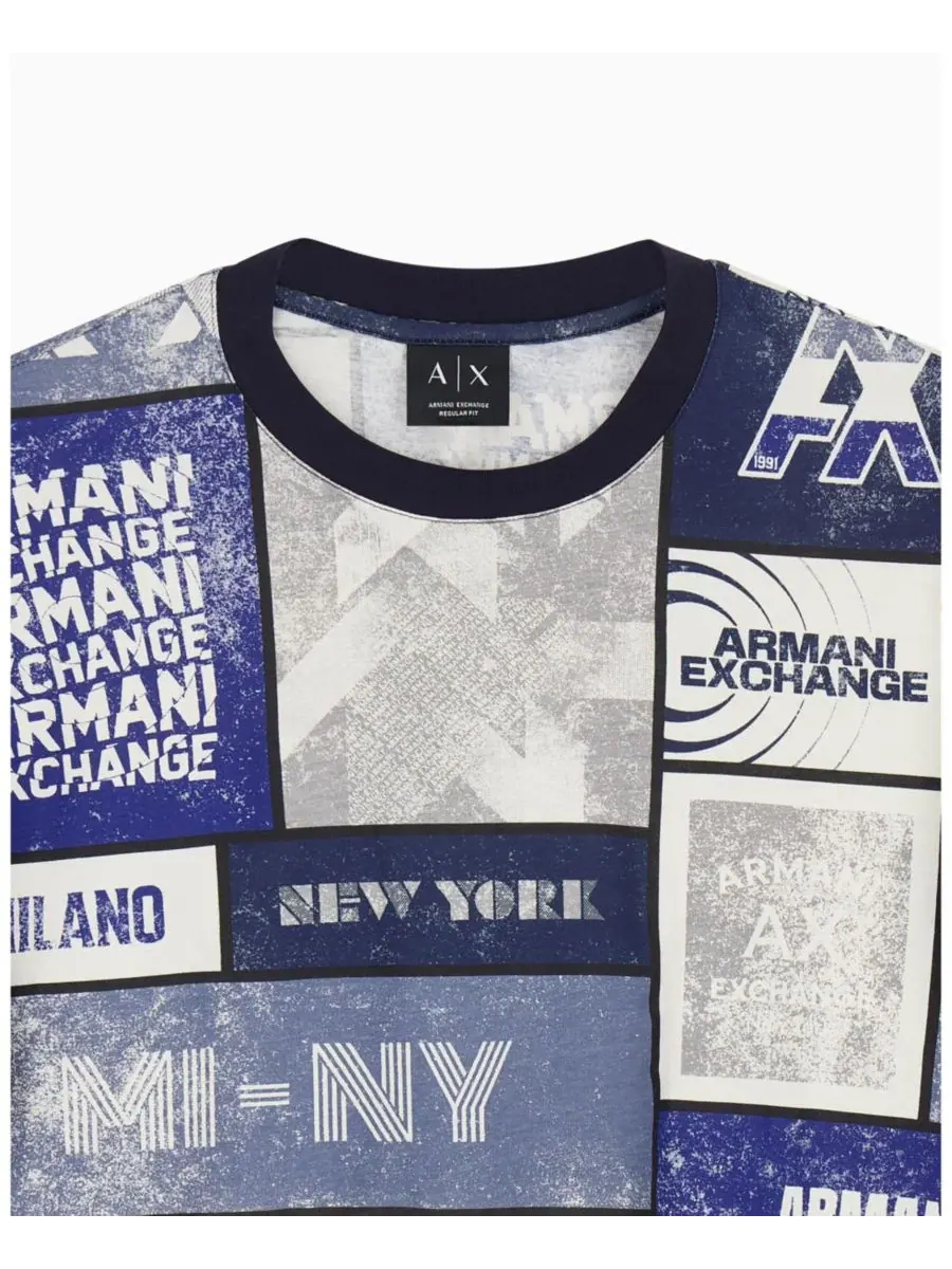 Футболка с принтом Collage Logo A|X Armani Exchange — изображение 8 из 8, белый