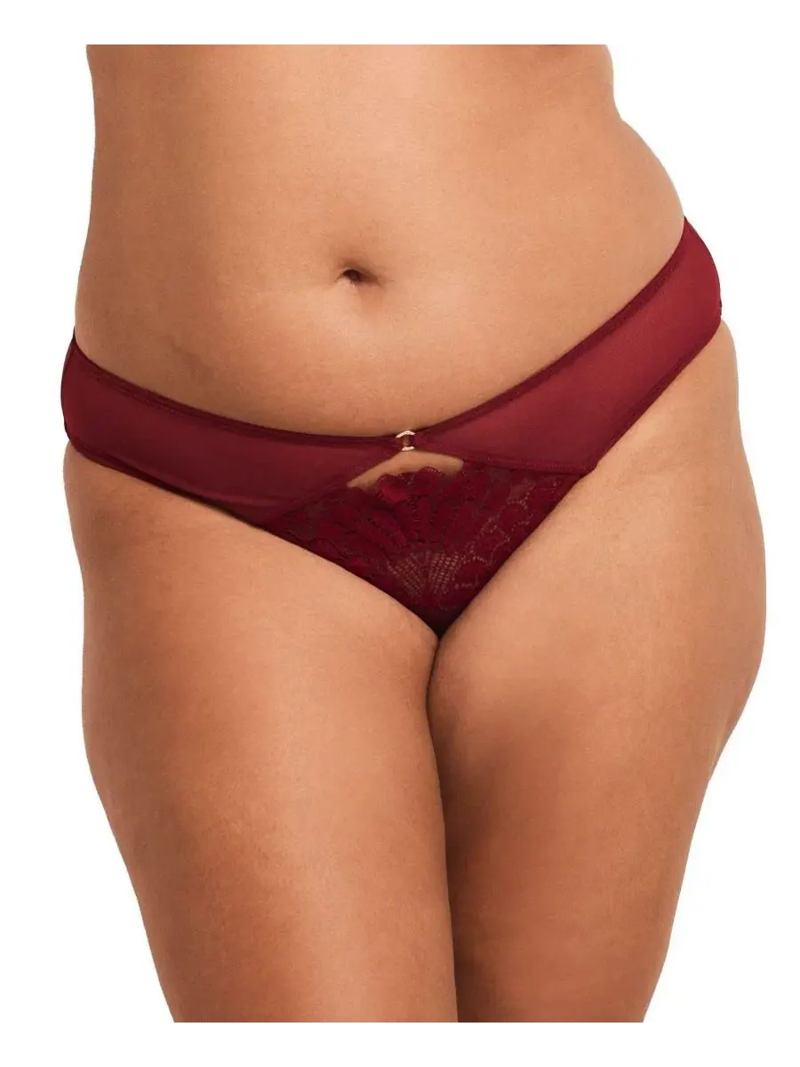 Трусы-бикини Albanne Plus Size с кружевом Adore Me — изображение 1 из 4, темный красный
