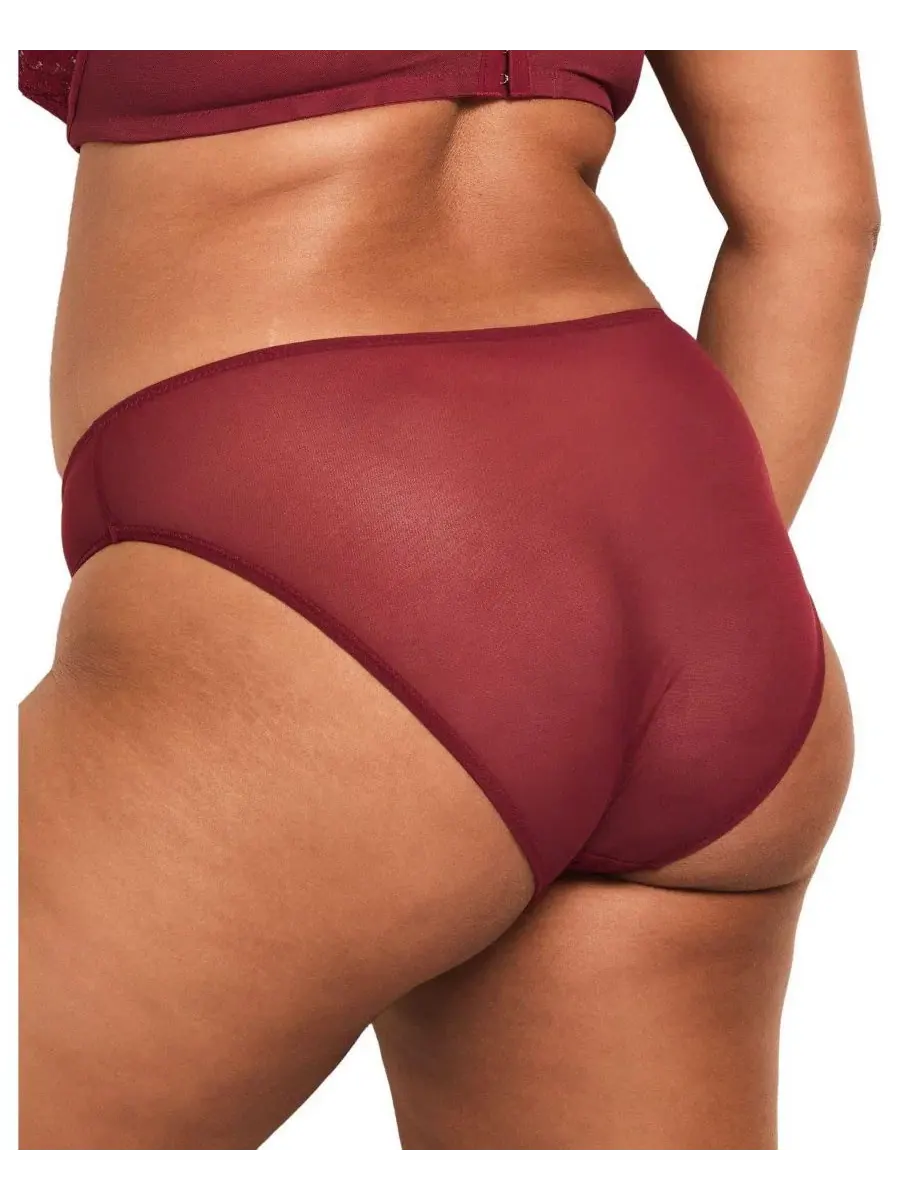Трусы-бикини Albanne Plus Size с кружевом Adore Me — изображение 3 из 4, темный красный