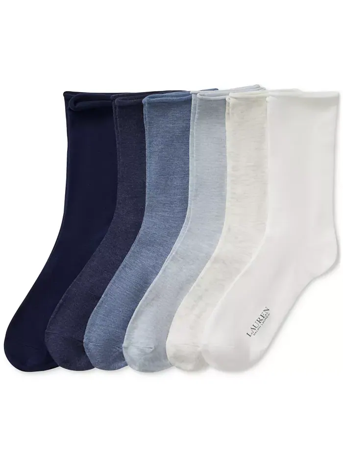 Женские носки-гольфы Roll-Top, 6 пар Lauren Ralph Lauren — изображение 2 из 7, белый