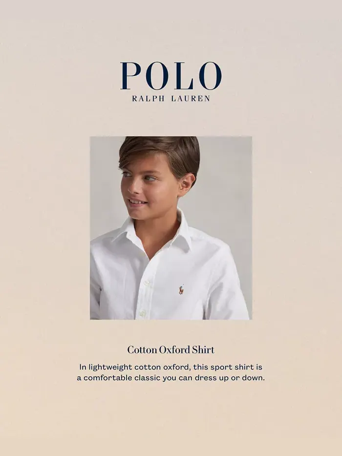 Рубашка из хлопка Oxford с вышитым логотипом Pony для мальчиков старшего возраста Polo Ralph Lauren — изображение 6 из 7