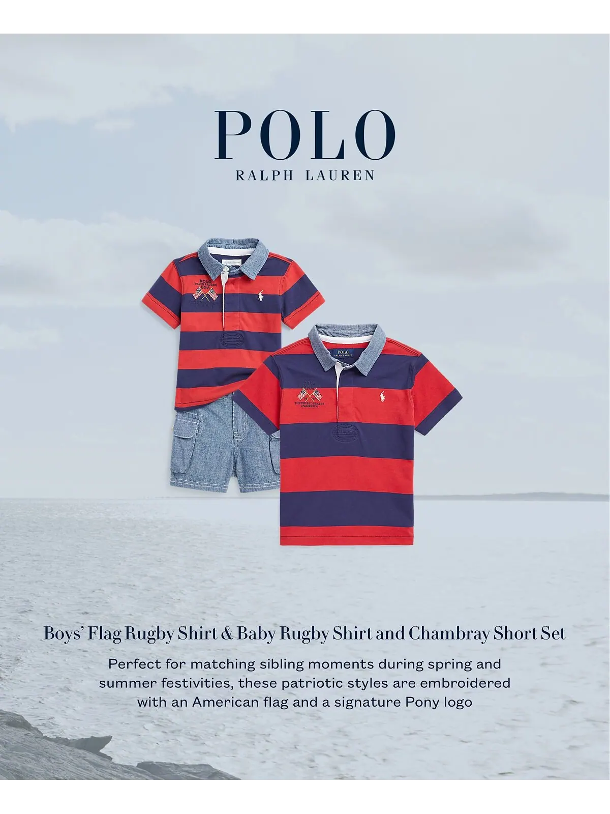 Хлопковая оксфордская рубашка с вышитым логотипом Big Boys Polo Ralph Lauren — изображение 3 из 3, красный темно-синий