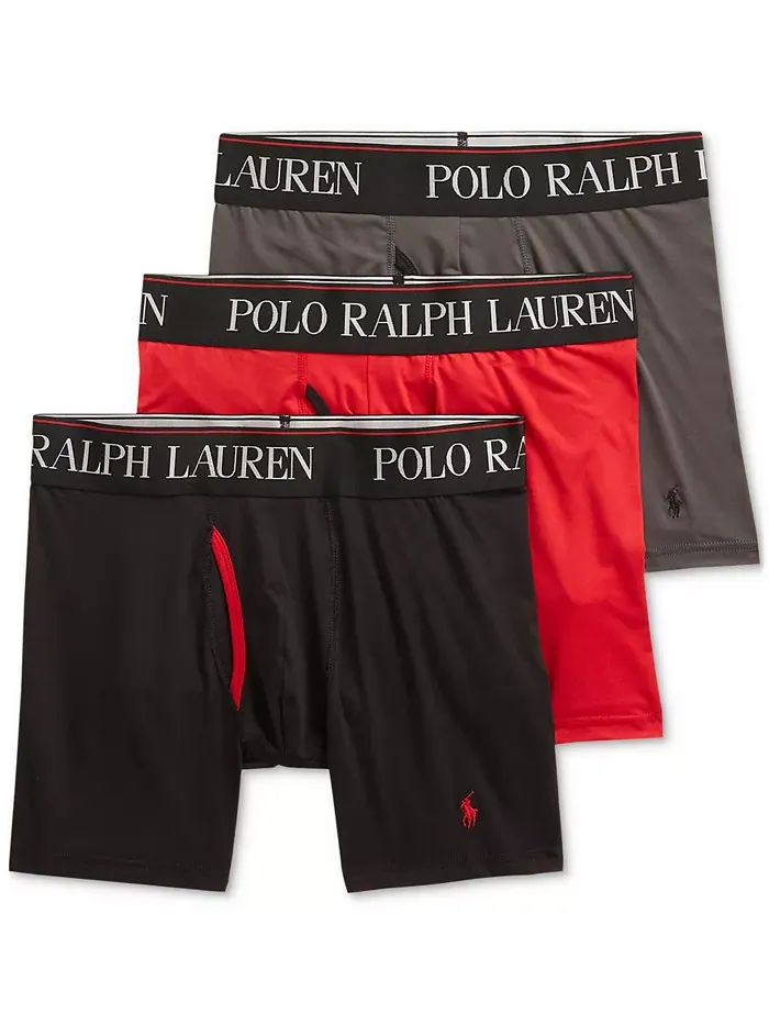 Мужские трусы-боксеры 3 шт. 4-D Flex Cool из микрофибры Polo Ralph Lauren — изображение 1 из 1