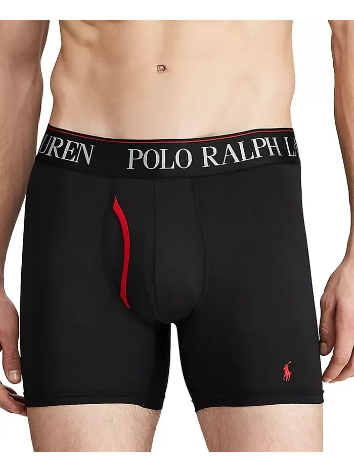 Мужские трусы-боксеры 3 шт. 4-D Flex Cool из микрофибры Polo Ralph Lauren — изображение 2 из 3, черный