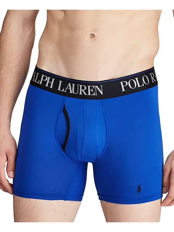 Мужские трусы-боксеры 3 шт. 4-D Flex Cool из микрофибры Polo Ralph Lauren — изображение 2 из 5, темно-серый//черный