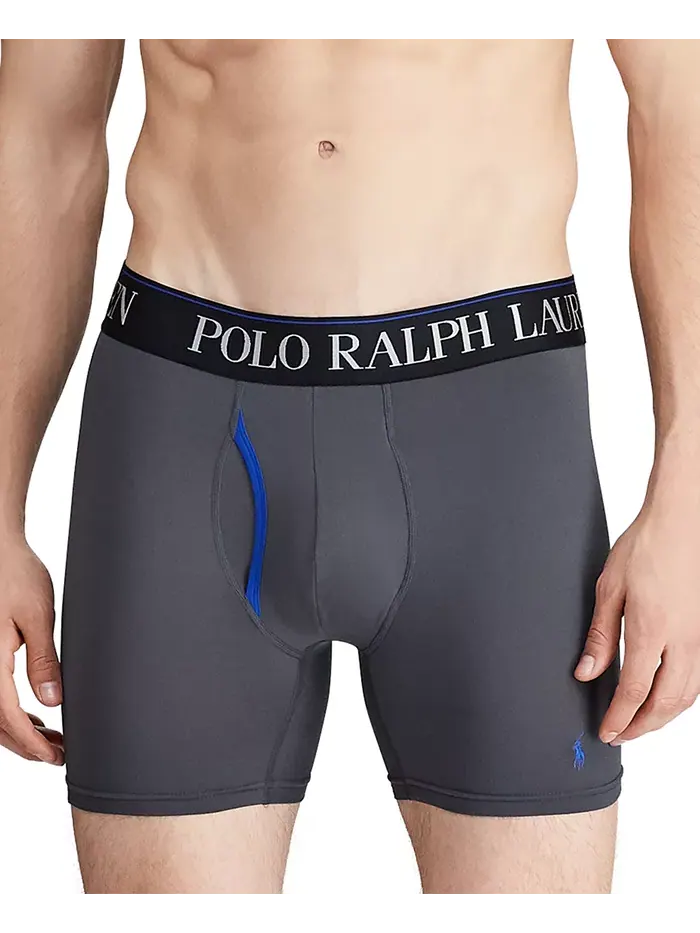 Мужские трусы-боксеры 3 шт. 4-D Flex Cool из микрофибры Polo Ralph Lauren — изображение 3 из 5, темно-серый//черный
