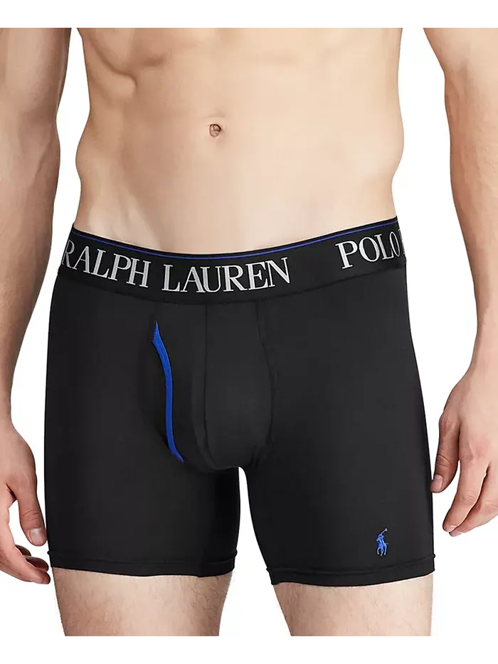 Мужские трусы-боксеры 3 шт. 4-D Flex Cool из микрофибры Polo Ralph Lauren — изображение 4 из 5, темно-серый//черный