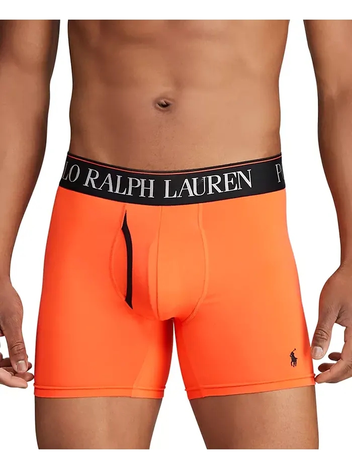 Мужские трусы-боксеры 3 шт. 4-D Flex Cool из микрофибры Polo Ralph Lauren — изображение 2 из 5, черный/оранжевый/зеленый