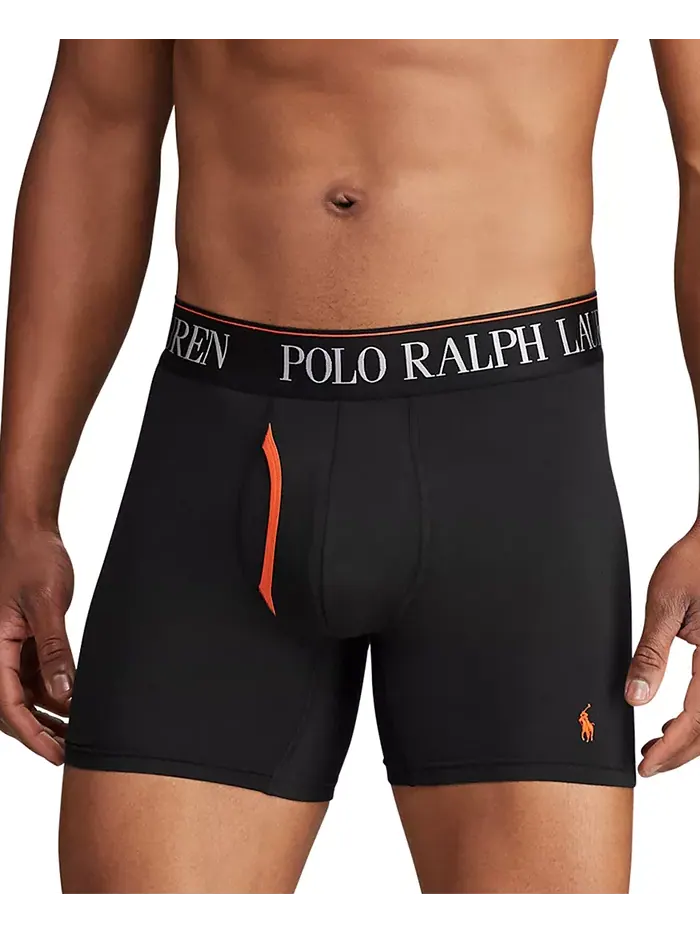 Мужские трусы-боксеры 3 шт. 4-D Flex Cool из микрофибры Polo Ralph Lauren — изображение 4 из 5, черный/оранжевый/зеленый
